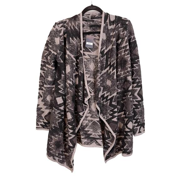 Lucky Brand Women's Gray Printed Open Front Cardigan Sweater Small Petite NWT - Picture 1 of 7
